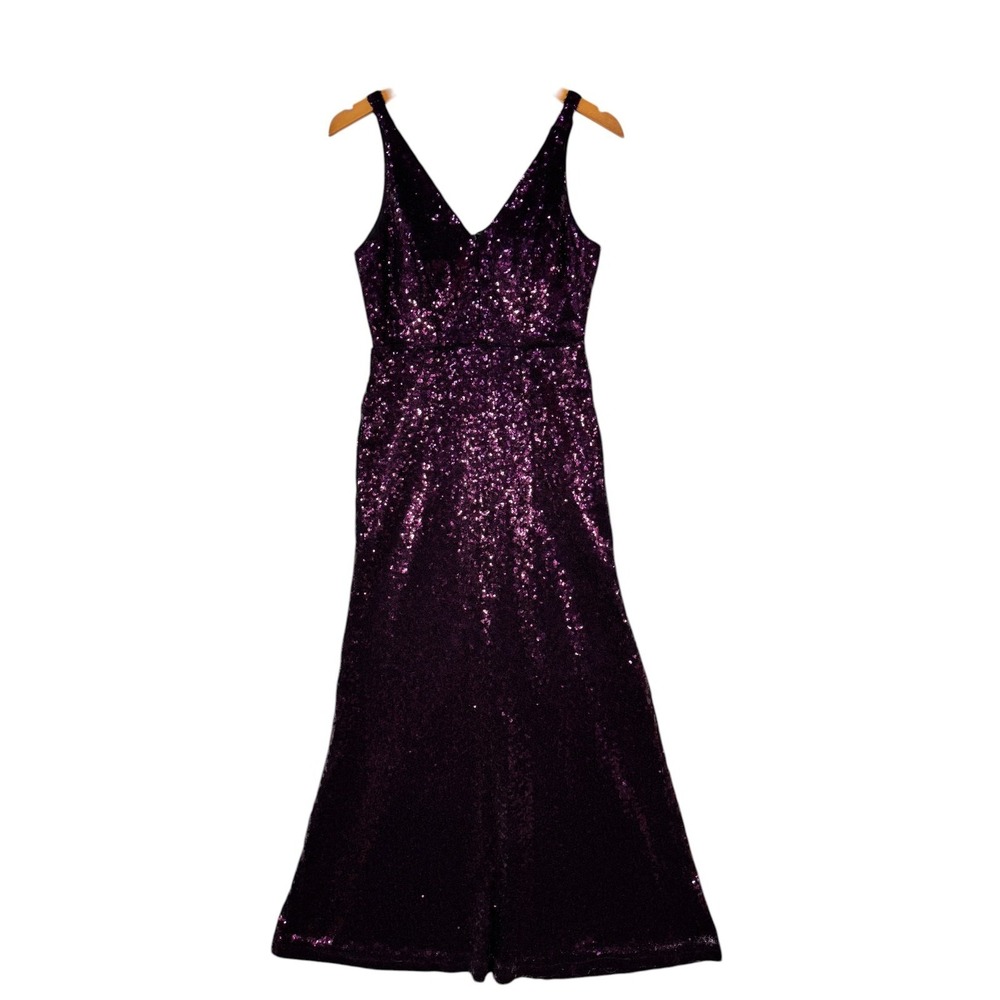 Nightway Dress Women 6P Purple Sequin Maxi Evening Formal Prom Sleeveless Petite